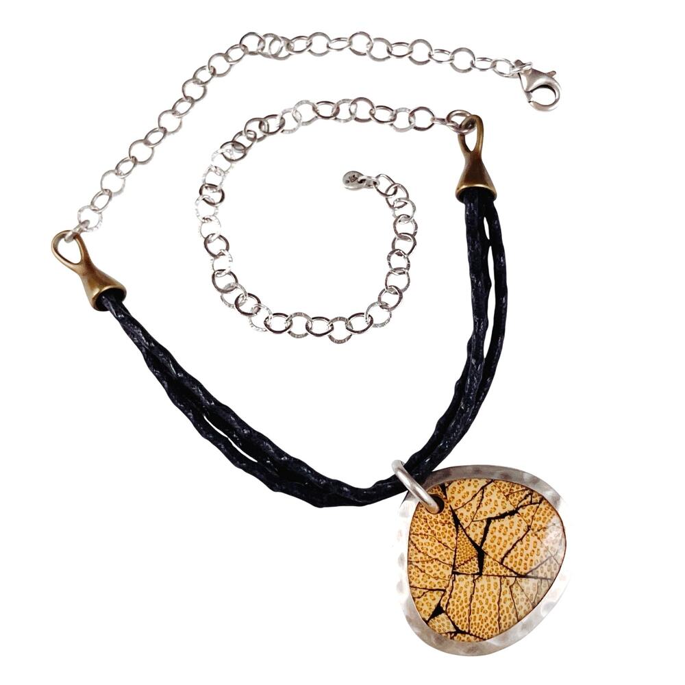 Retired Signed Silpada N1893 Necklace Sterling Bamboo Pendant Adjustable